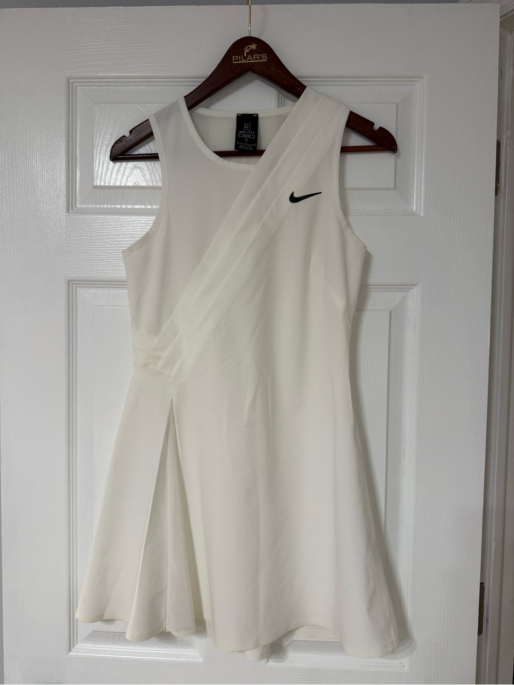 Nike Women’s Cream Performance Tennis Dress with Swoosh